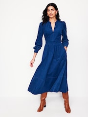 Boden Blue 100% Cotton Zoe Zip-Up Corduroy Midi Dress - Image 5 of 6