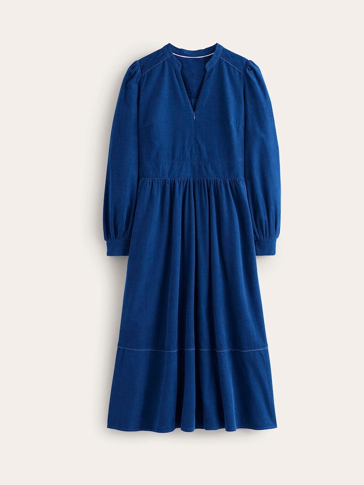 Boden Blue 100% Cotton Zoe Zip-Up Corduroy Midi Dress - Image 6 of 6