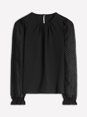 Boden Black Crew Neck Blouson Sleeve Top - Image 5 of 5