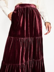 Boden Burgundy Viv Velvet Tiered Maxi Skirt - Image 3 of 6