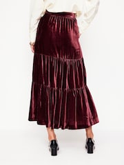Boden Burgundy Viv Velvet Tiered Maxi Skirt - Image 4 of 6