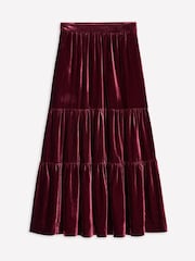 Boden Burgundy Viv Velvet Tiered Maxi Skirt - Image 6 of 6