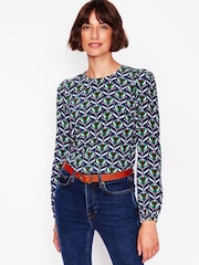 Boden Green Easy Printed Top - Image 5 of 6
