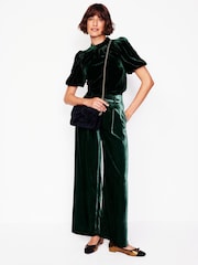 Boden Green Velvet Puff Sleeve Top - Image 4 of 5