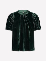 Boden Green Velvet Puff Sleeve Top - Image 5 of 5