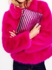 Boden Pink Woven Metallic Pouch - Image 1 of 4