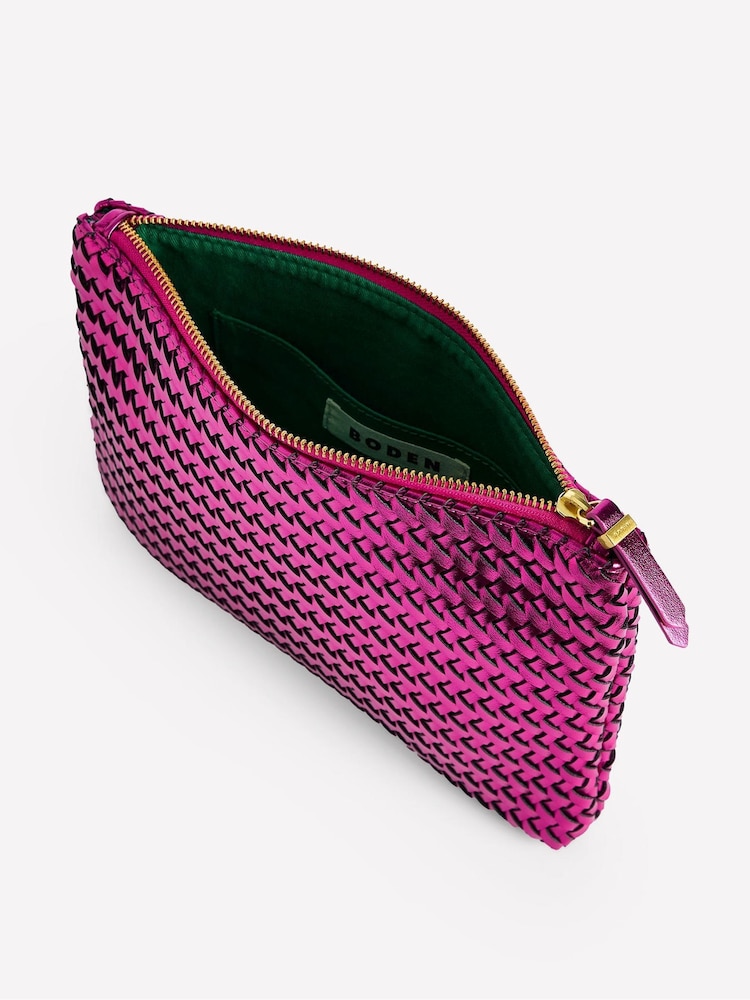 Boden Pink Woven Metallic Pouch - Image 4 of 4