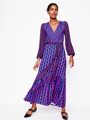 Boden Purple Ophelia Wrap Midi Jersey Dress - Image 1 of 7