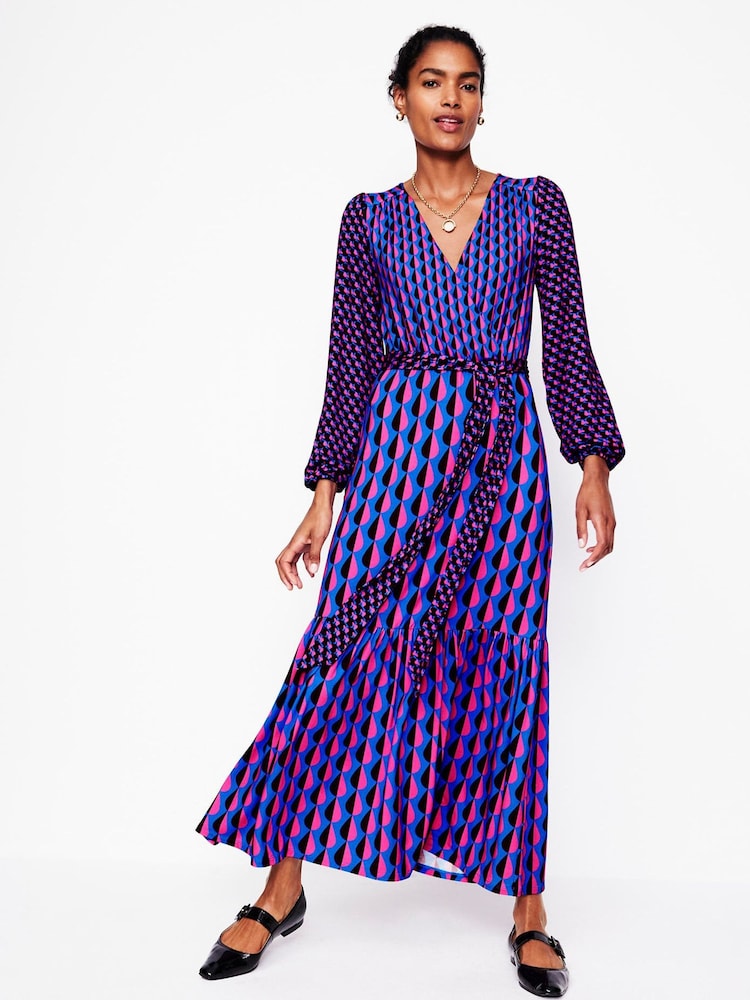 Boden Purple Ophelia Wrap Midi Jersey Dress - Image 1 of 7