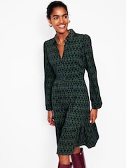 Boden Green Tiered Jersey Shirt Dress - Image 1 of 5