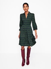 Boden Green Tiered Jersey Shirt Dress - Image 4 of 5