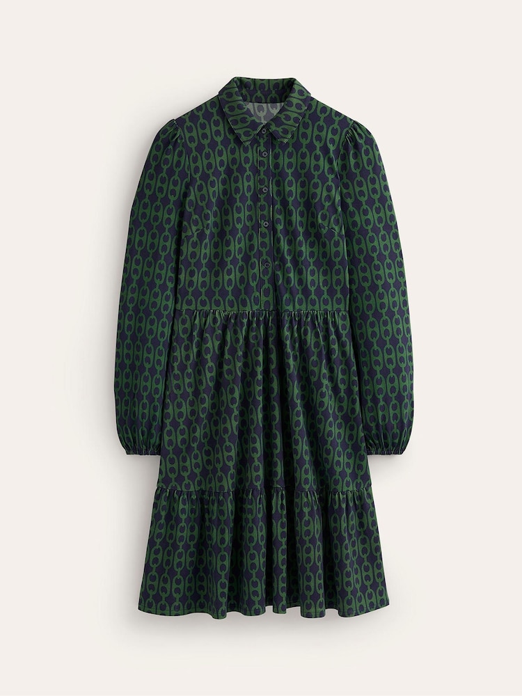Boden Green Tiered Jersey Shirt Dress - Image 5 of 5