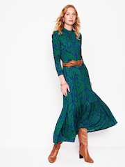 Boden Green High Neck Tiered Jersey Dress - Image 1 of 5