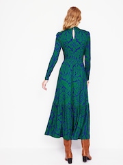 Boden Green High Neck Tiered Jersey Dress - Image 3 of 5