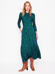 Boden Green High Neck Tiered Jersey Dress - Image 4 of 5