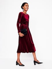 Boden Burgundy Thea Velvet Jersey Midi Dress - Image 2 of 4
