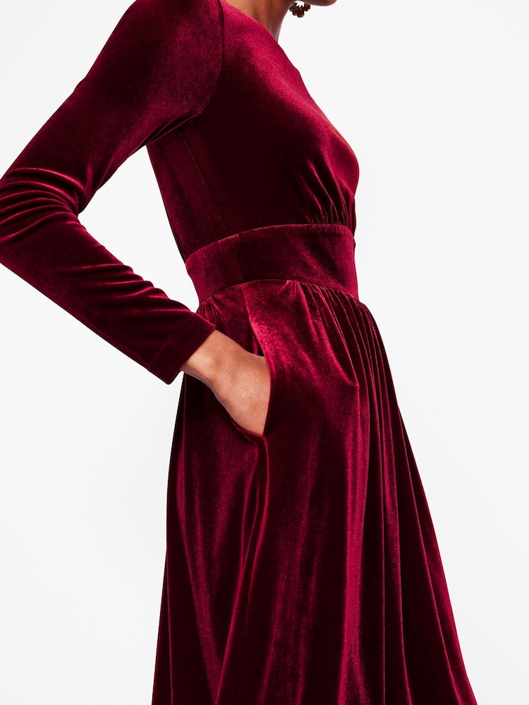 Buy Boden Burgundy Thea Velvet Jersey Midi Dress from the Next UK online  shop