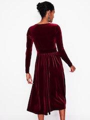 Boden Burgundy Thea Velvet Jersey Midi Dress - Image 4 of 4