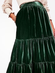 Boden Green Viv Velvet Tiered Maxi Skirt - Image 2 of 5