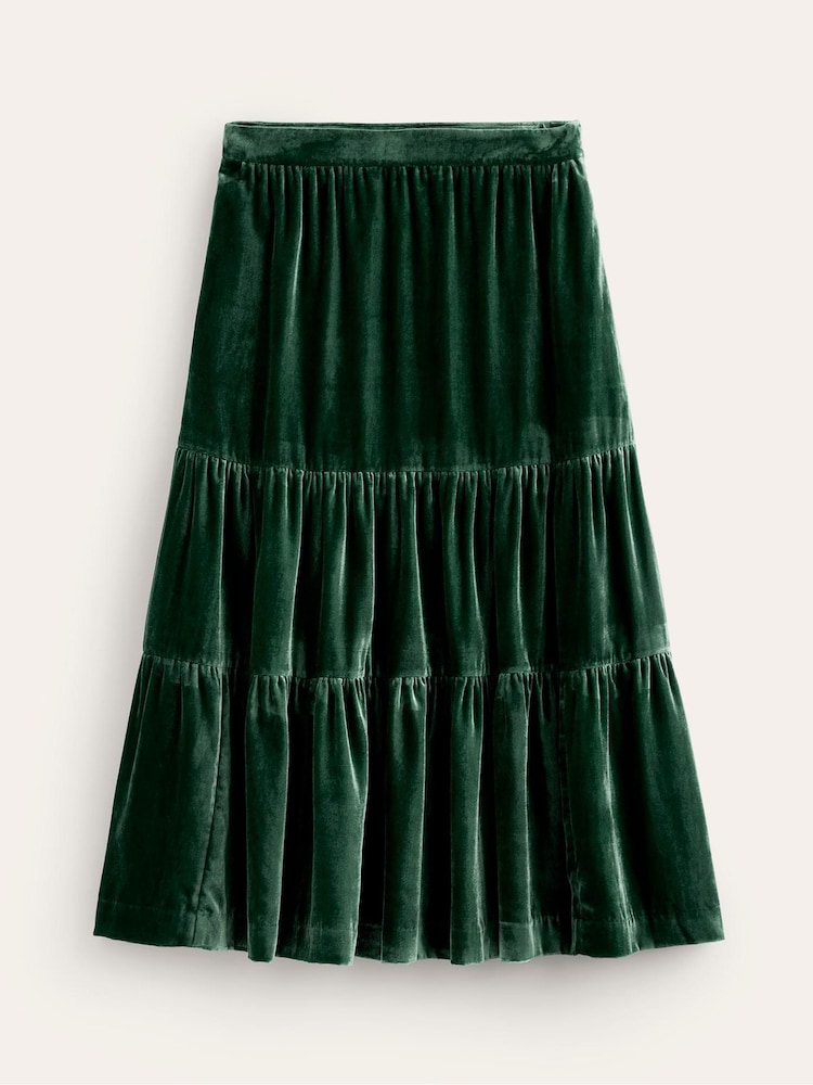 Boden Green Viv Velvet Tiered Maxi Skirt - Image 5 of 5 Boden Green Viv Velvet Tiered Maxi Skirt - Image 5 of 5
