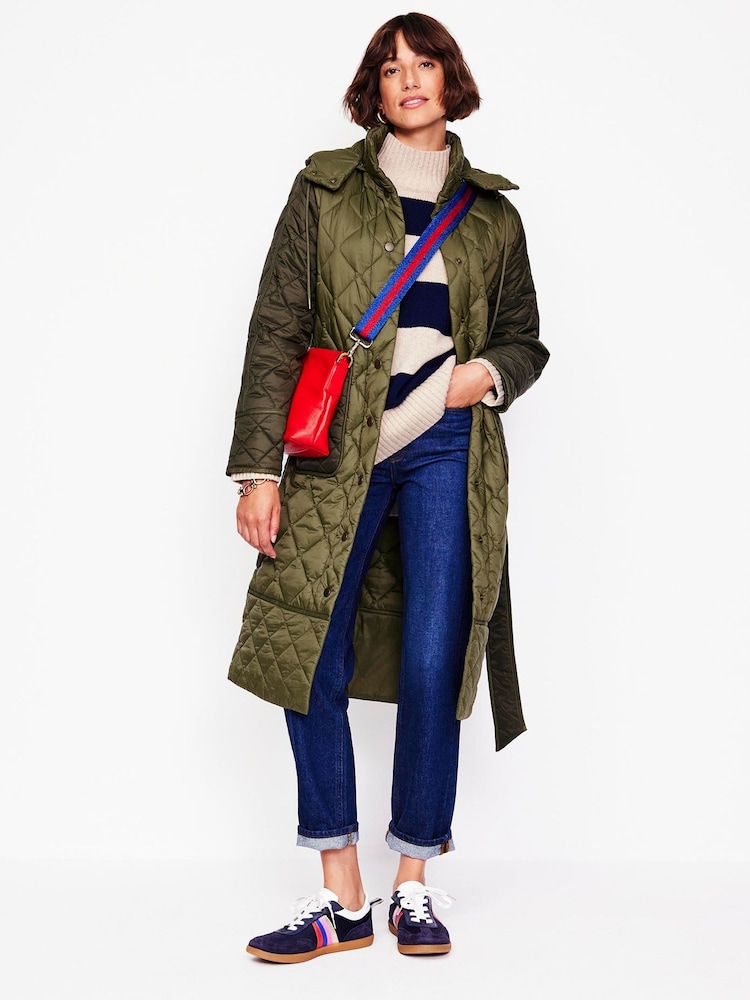 Boden Green Quilted Belted Coat - Image 2 of 6 Boden Green Quilted Belted Coat - Image 2 of 6
