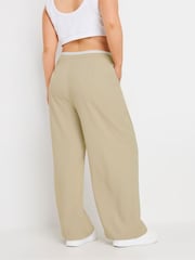 Yours Curve Natural Drawstring Contrast Waist Wide Trousers - Image 3 of 5