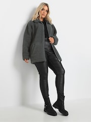Yours Curve Grey Borg Zip Through Jacket - Image 3 of 5