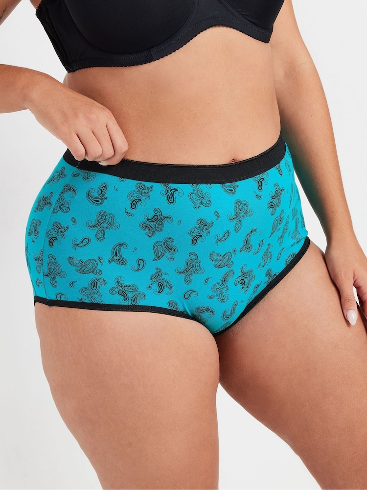 Yours Curve Green Stretch Full Briefs 5 Pack - Image 2 of 8