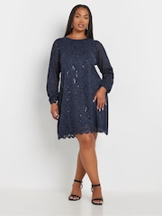 Yours Curve Blue Lace Midi Dress - Image 2 of 5