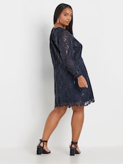 Yours Curve Blue Lace Midi Dress - Image 3 of 5