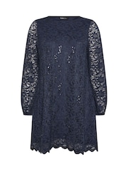 Yours Curve Blue Lace Midi Dress - Image 5 of 5