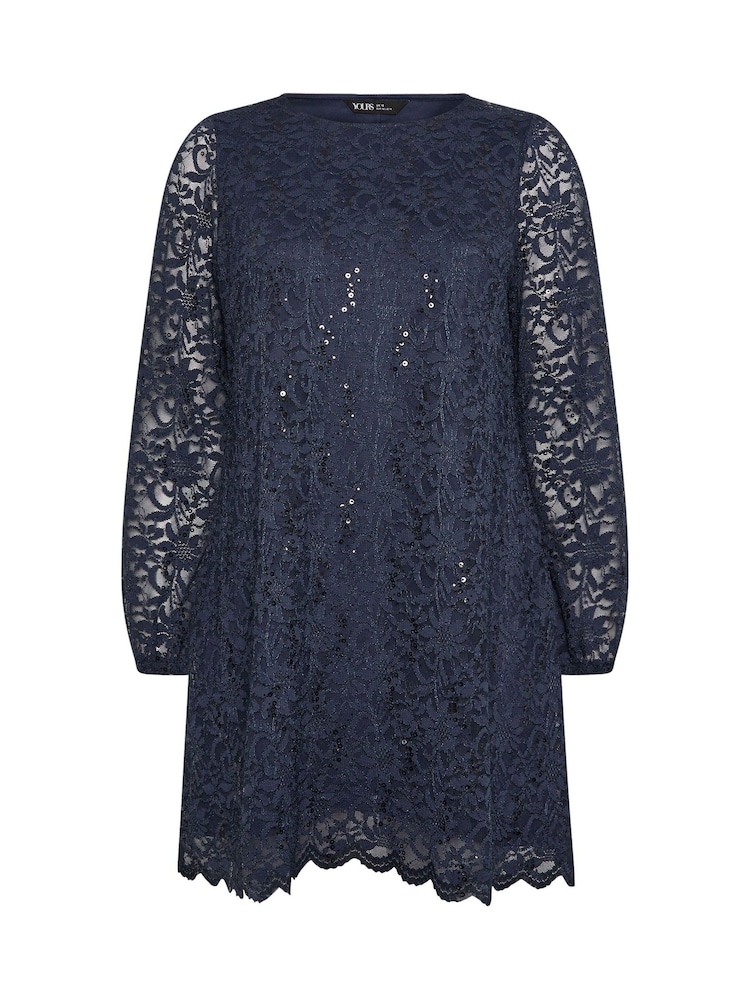 Yours Curve Blue Lace Midi Dress - Image 5 of 5