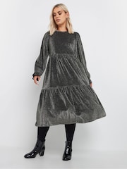 Yours Curve Silver Brillo Midaxi Dress - Image 2 of 5