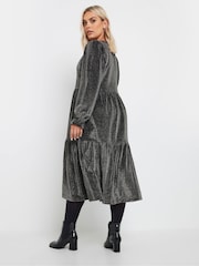 Yours Curve Silver Brillo Midaxi Dress - Image 3 of 5