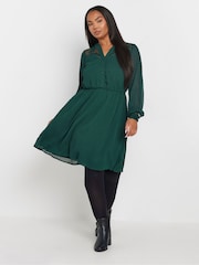 Yours Curve Green Lace Dobby Mesh Dress - Image 5 of 6