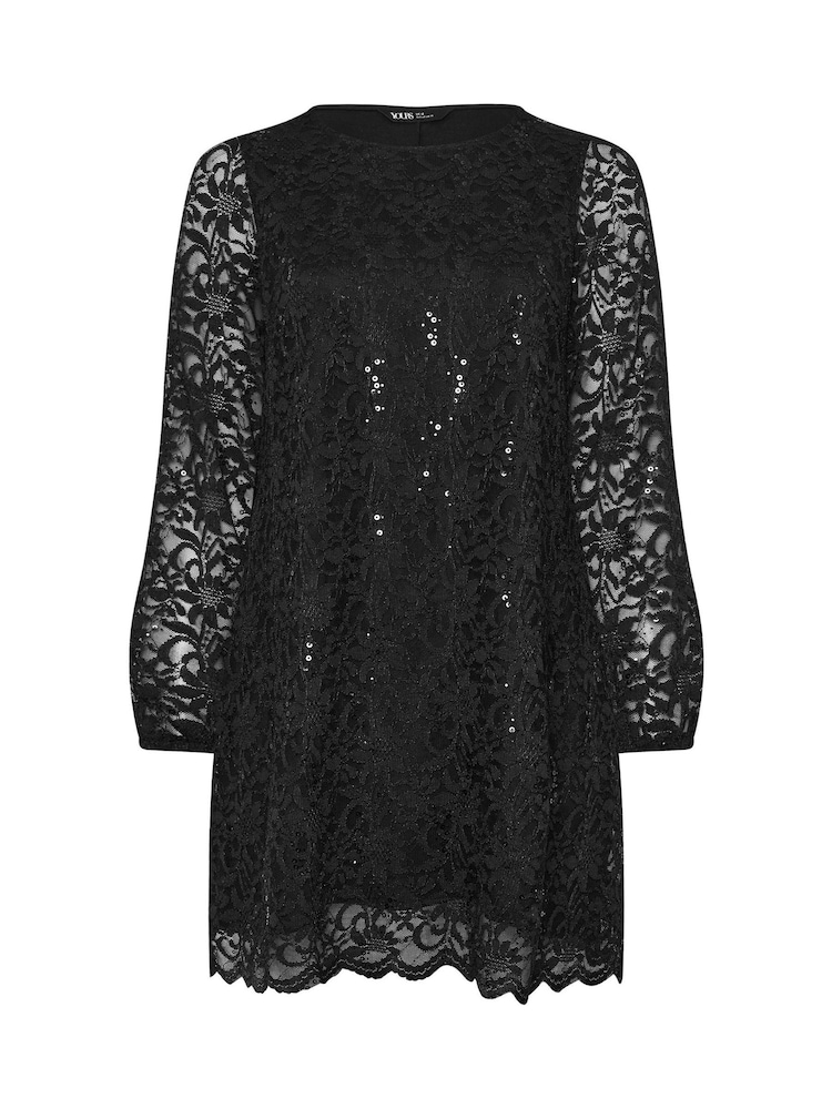 Yours Curve Black Lace Midi Dress - Image 5 of 5