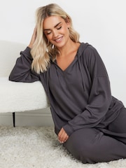 Yours Curve Charcoal Grey Waffle Cropped Hoodie - Image 1 of 5