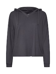 Yours Curve Charcoal Grey Waffle Cropped Hoodie - Image 5 of 5