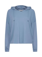 Yours Curve Blue Waffle Cropped Hoodie - Image 5 of 5