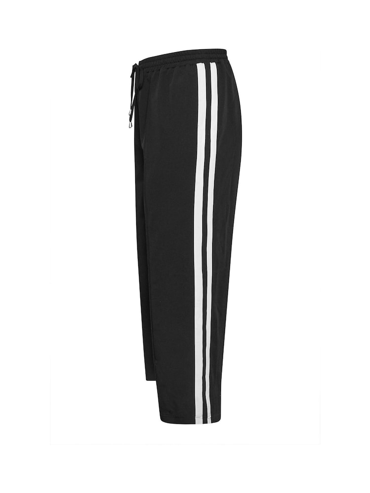 Yours Curve Black Double Side Stripe Wide Leg Trousers - Image 5 of 5