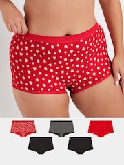 Yours Curve Red Stretch Shorts 5 Pack - Image 1 of 9