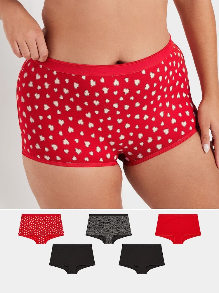 Yours Curve Red Stretch Shorts 5 Pack - Image 1 of 9