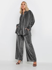 Yours Curve Silver Brillo Wide Leg Trousers - Image 1 of 6