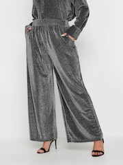 Yours Curve Silver Brillo Wide Leg Trousers - Image 2 of 6
