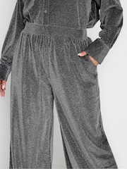 Yours Curve Silver Brillo Wide Leg Trousers - Image 4 of 6