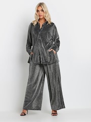 Yours Curve Silver Brillo Wide Leg Trousers - Image 5 of 6