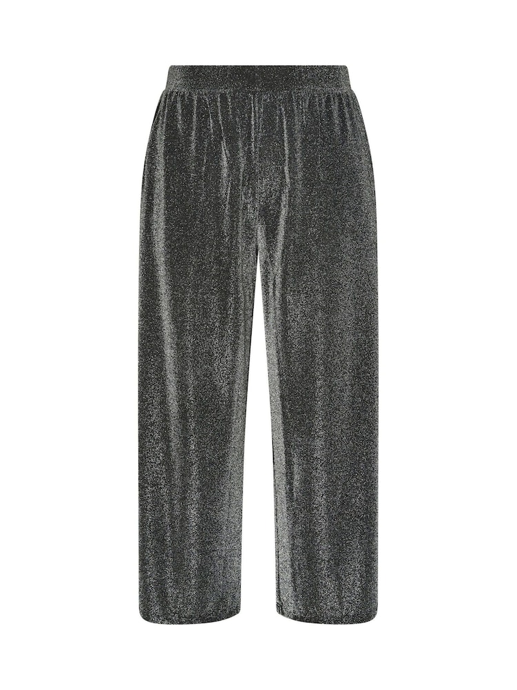 Yours Curve Silver Brillo Wide Leg Trousers - Image 6 of 6