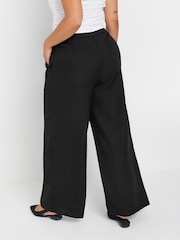 Yours Curve Black Drawstring Contrast Waist Wide Trousers - Image 3 of 5