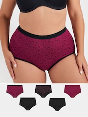 Yours Curve Red Stretch Full Briefs 5 Pack - Image 1 of 9