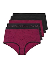 Yours Curve Red Stretch Full Briefs 5 Pack - Image 5 of 9